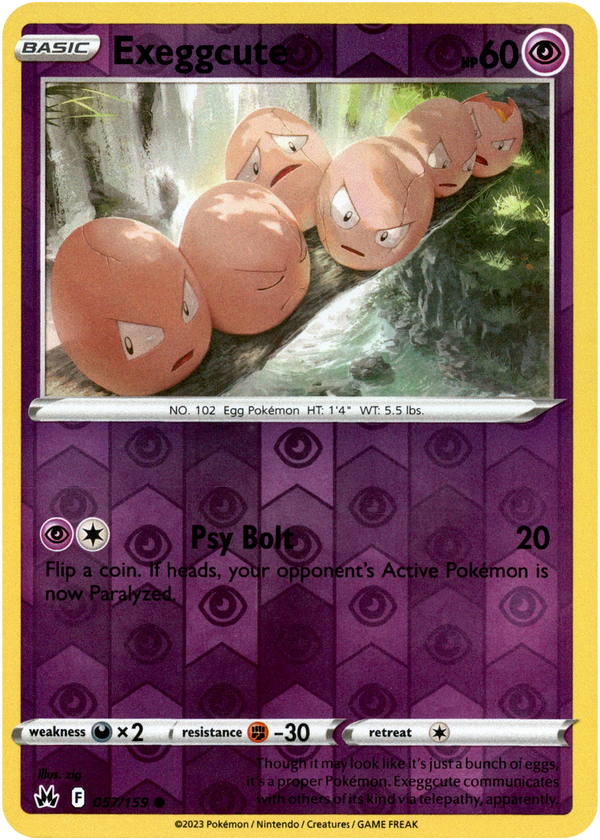 Exeggcute - 057/159 - Crown Zenith - Reverse Holo - Card Cavern