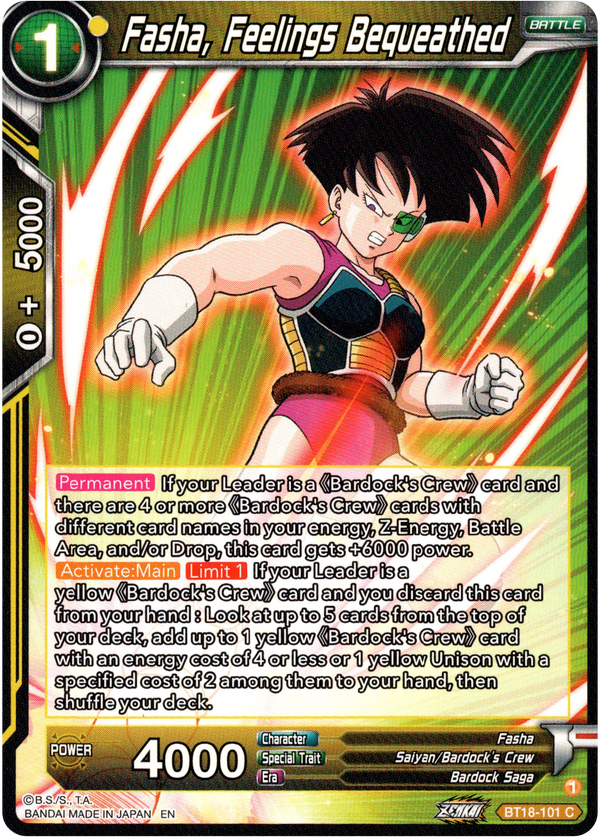 Fasha, Feelings Bequeathed - BT18-101 - Dawn of the Z-Legends - Card Cavern