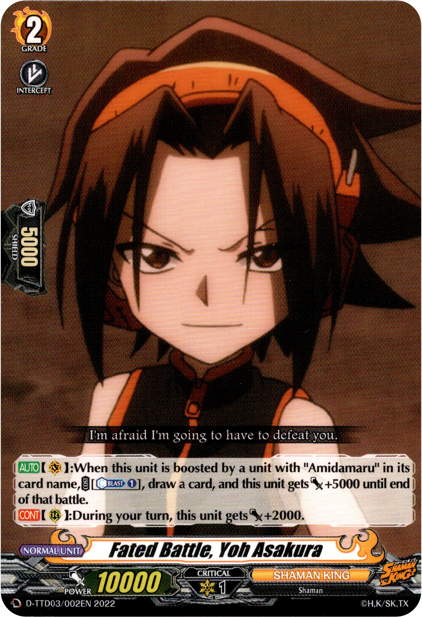 Fated Battle, Yoh Asakura - D-TTD03/002EN - Shaman King - Card Cavern