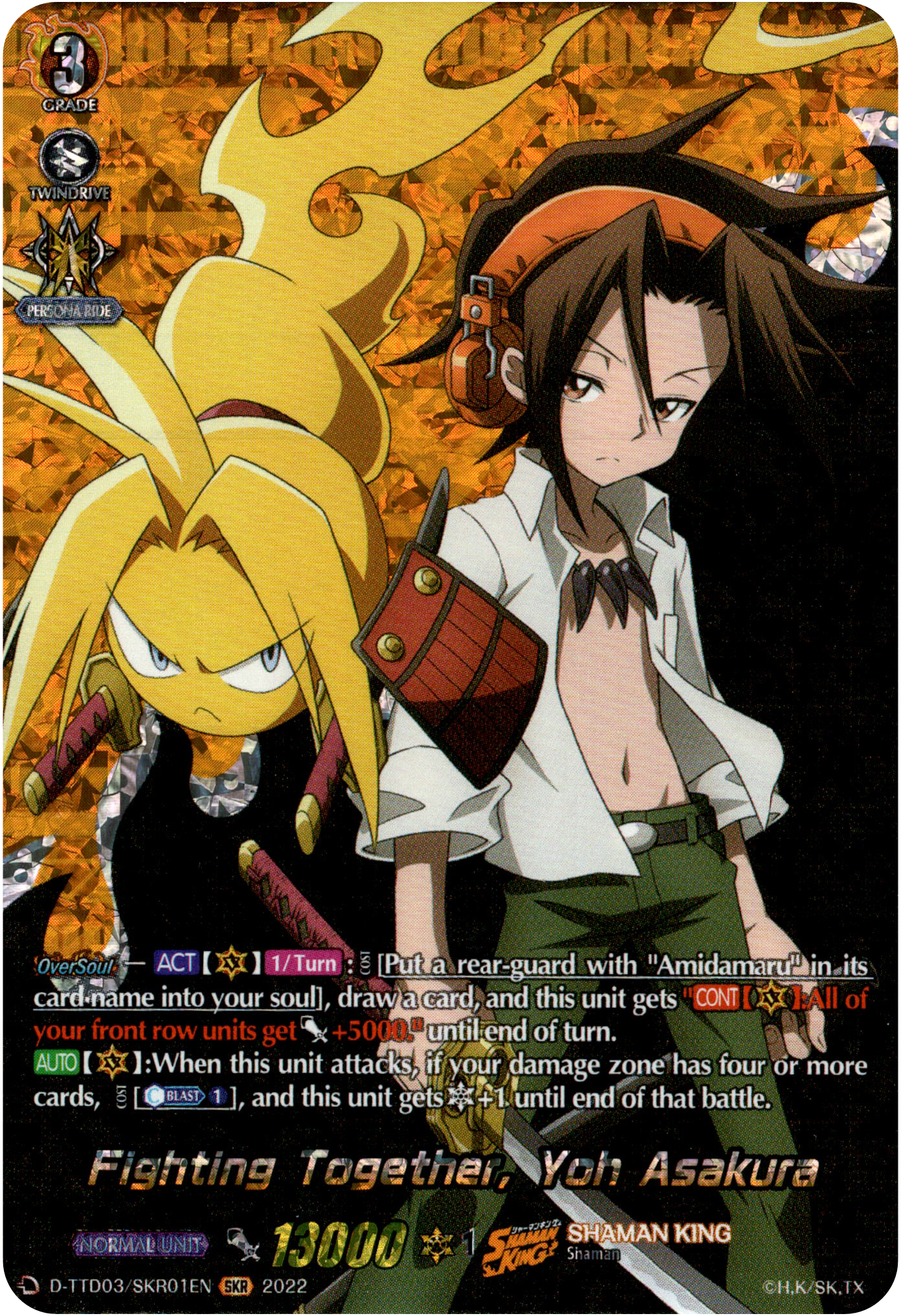 Fighting Together, Yoh Asakura - D-TTD03/SKR01EN - Shaman King - Card Cavern