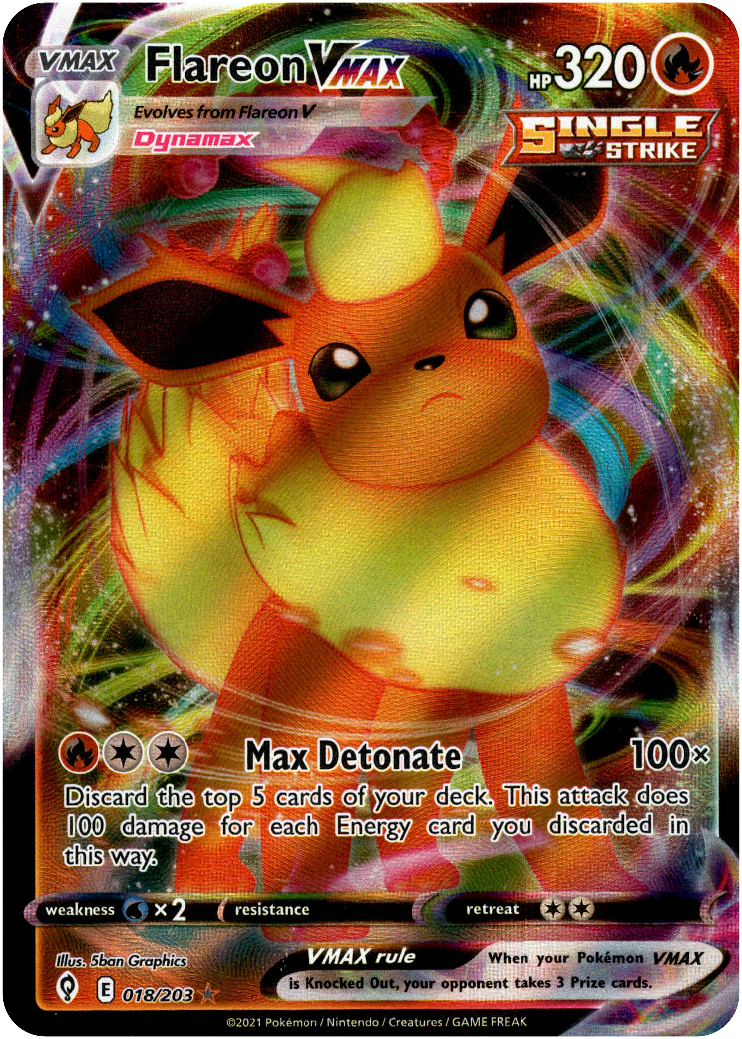 Flareon VMAX - 018/203 - Evolving Skies - Holo - Card Cavern