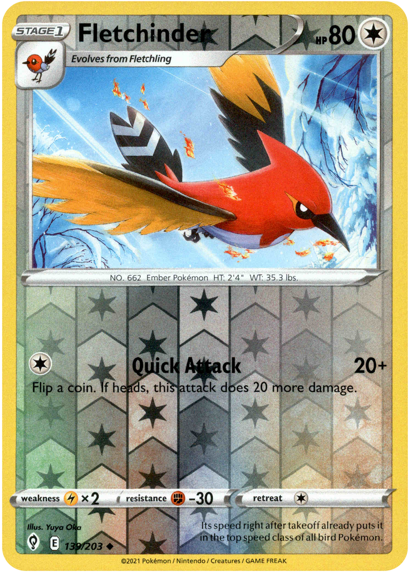 pokemon fletchinder card Fletchinder - 139/203 - Evolving Skies