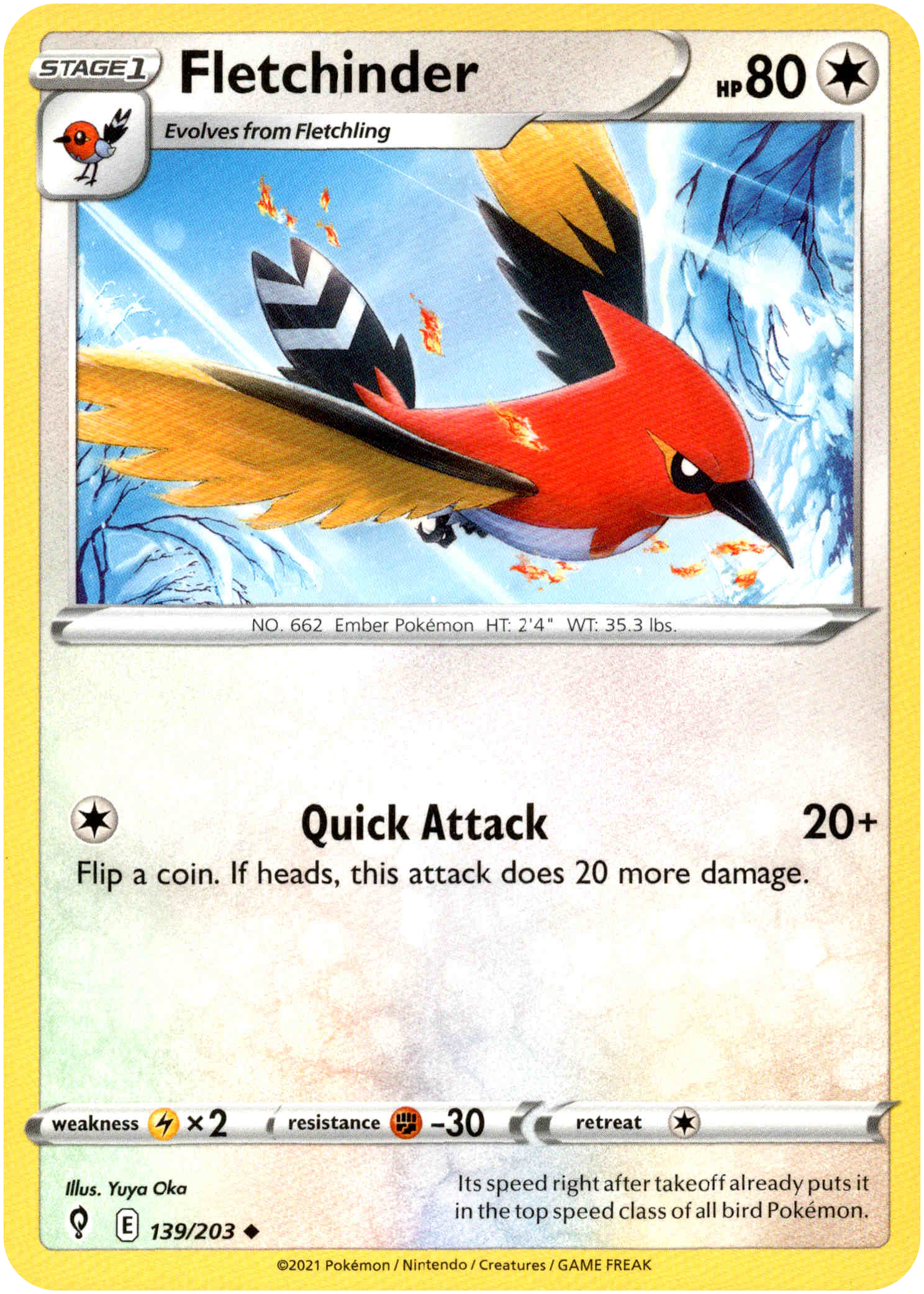 Fletchinder - 139/203 - Evolving Skies - Card Cavern