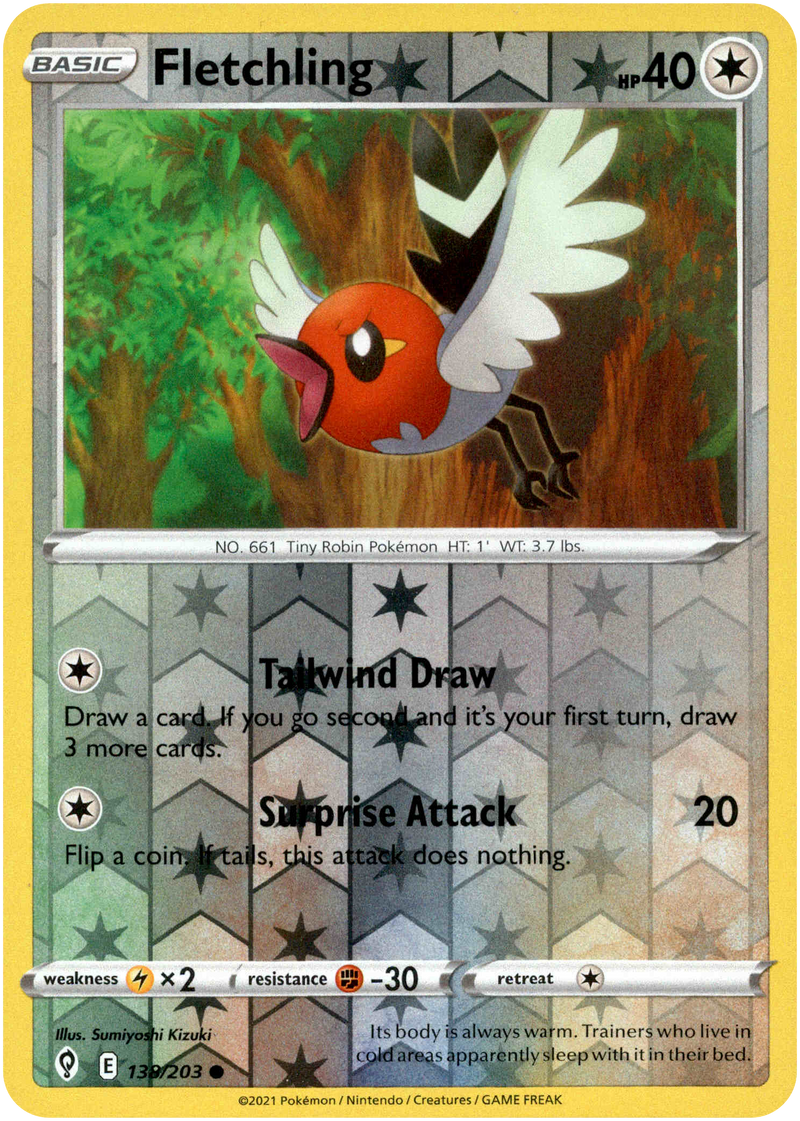pokemon card fletchling Fletchling - 138/203 - Evolving Skies
