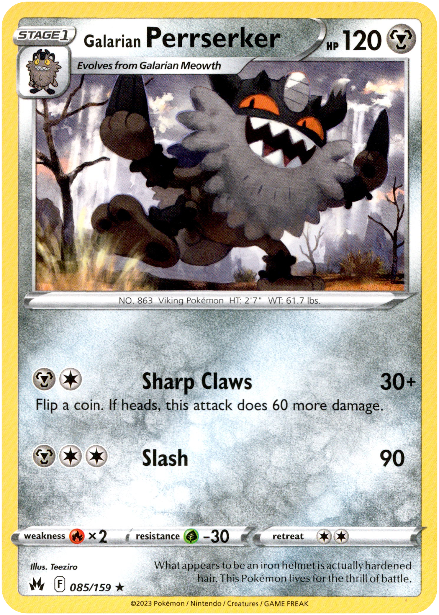 Galarian Perrserker - 085/159 - Crown Zenith - Card Cavern
