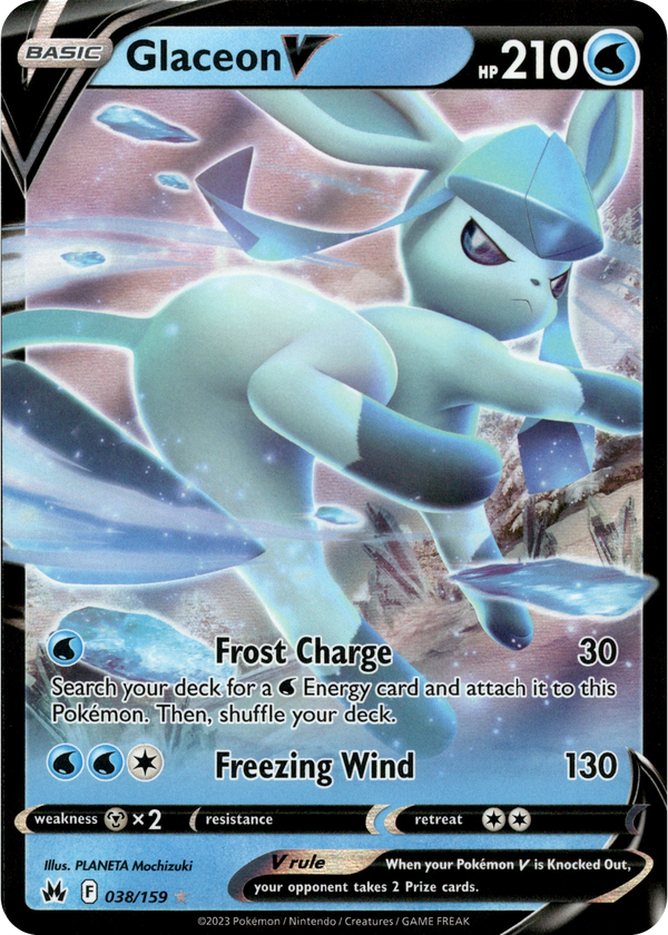 Glaceon V - 038/159 - Crown Zenith - Holo – Card Cavern Trading