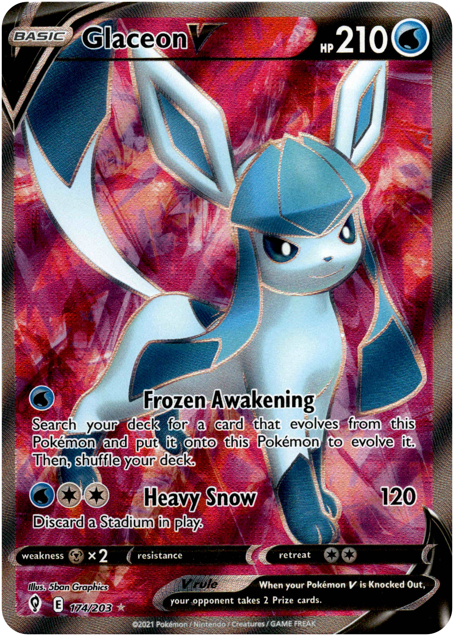 Glaceon V Full Art - 174/203 - Evolving Skies - Holo - Card Cavern