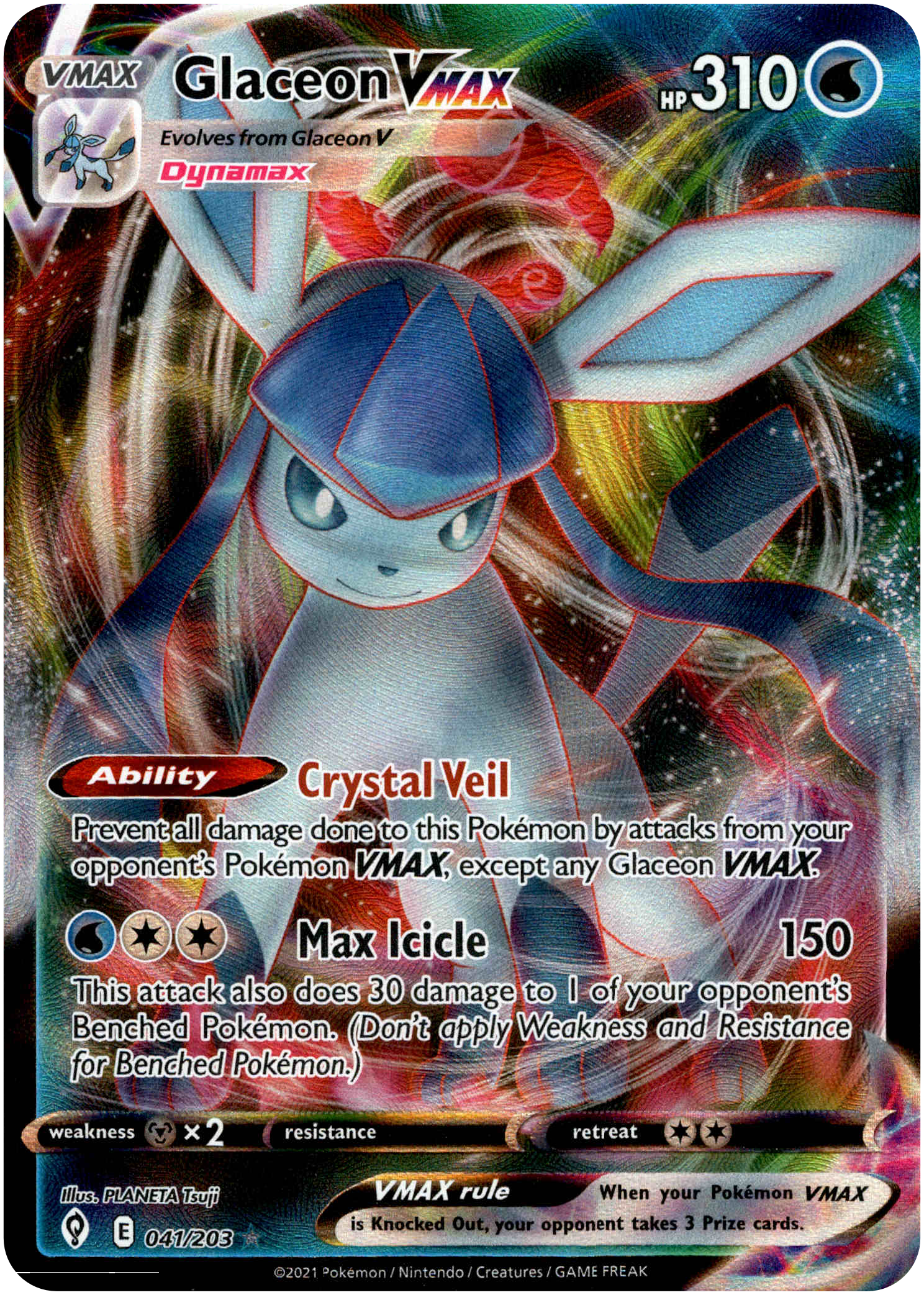 Glaceon VMAX - 041/203 - Evolving Skies - Holo - Card Cavern