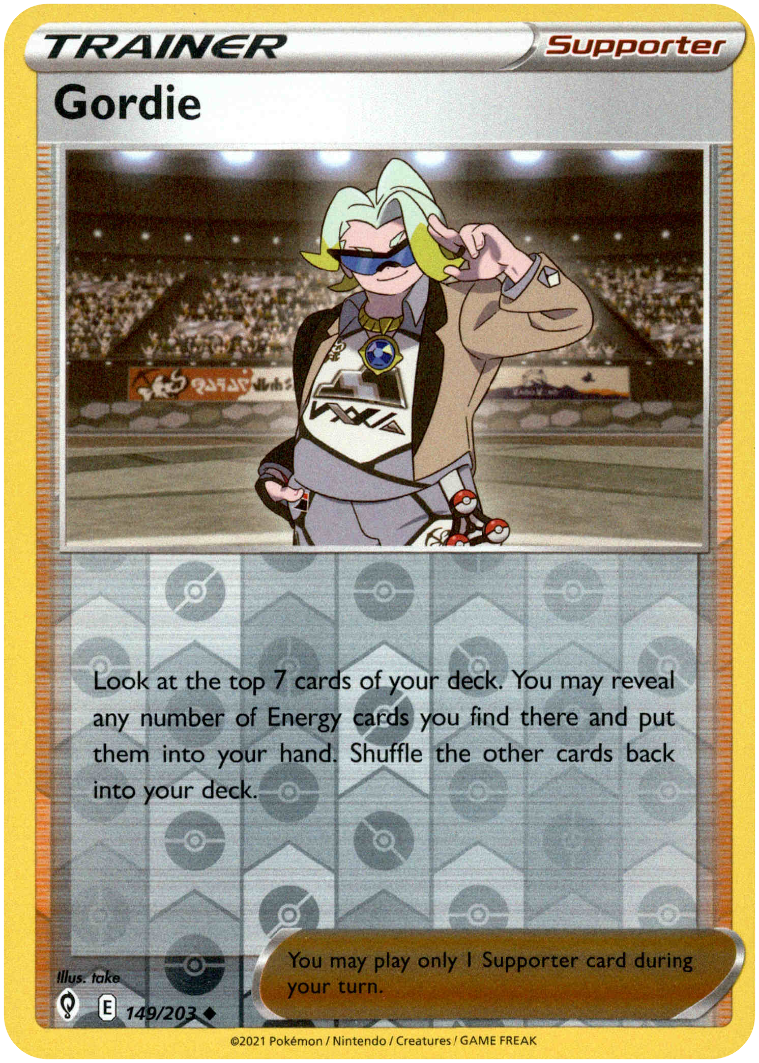 Gordie - 149/203 - Evolving Skies - Reverse Holo - Card Cavern