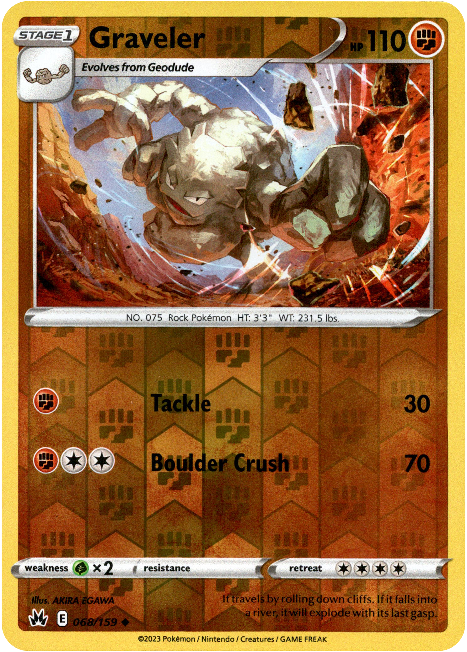 Graveler - 068/159 - Crown Zenith - Reverse Holo - Card Cavern
