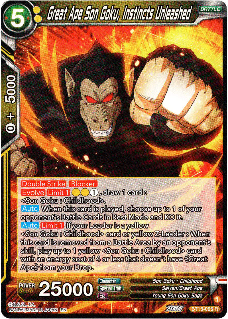 Great Ape Son Goku, Instincts Unleashed - BT18-096 - Dawn of the Z-Legends - Card Cavern