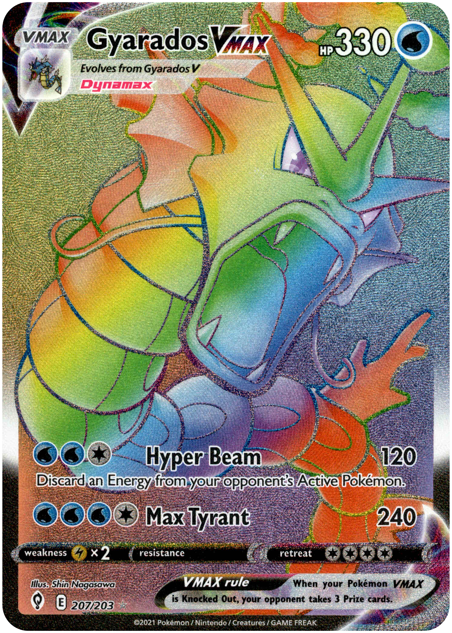 Gyarados VMAX Hyper Rare - 207/203 - Evolving Skies - Holo - Card Cavern