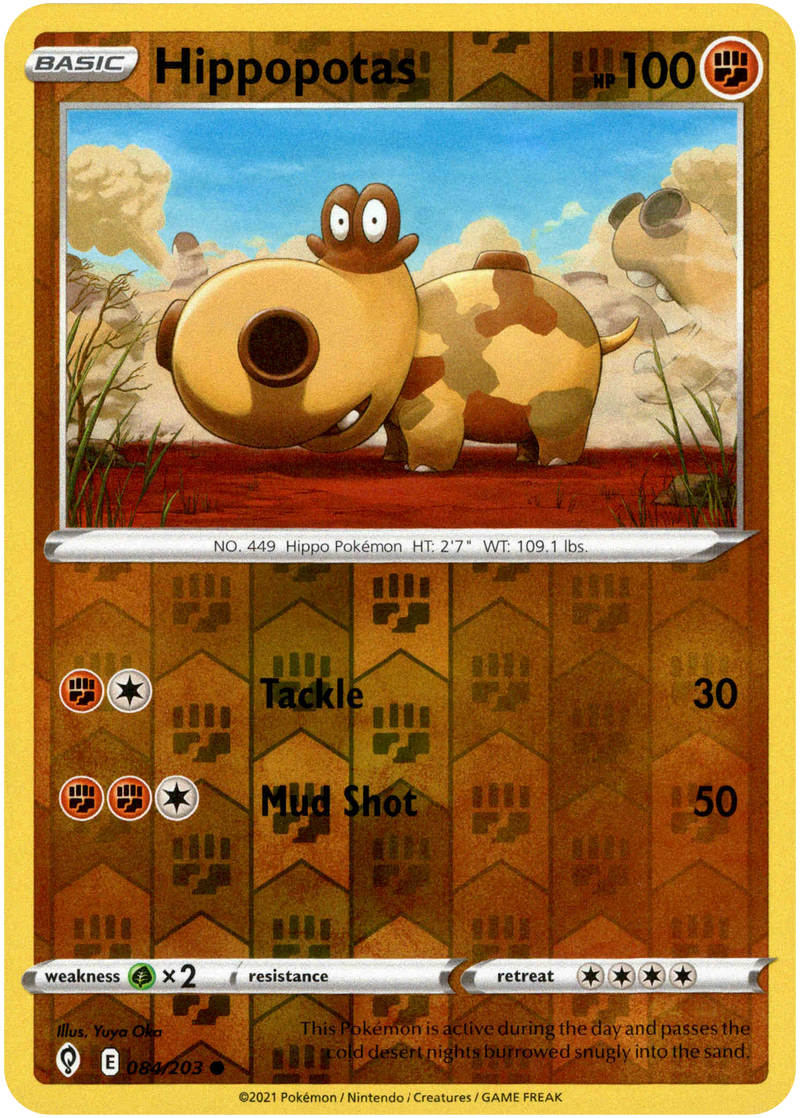hippopotas pokemon card Hippopotas - 084/203 - Evolving Skies