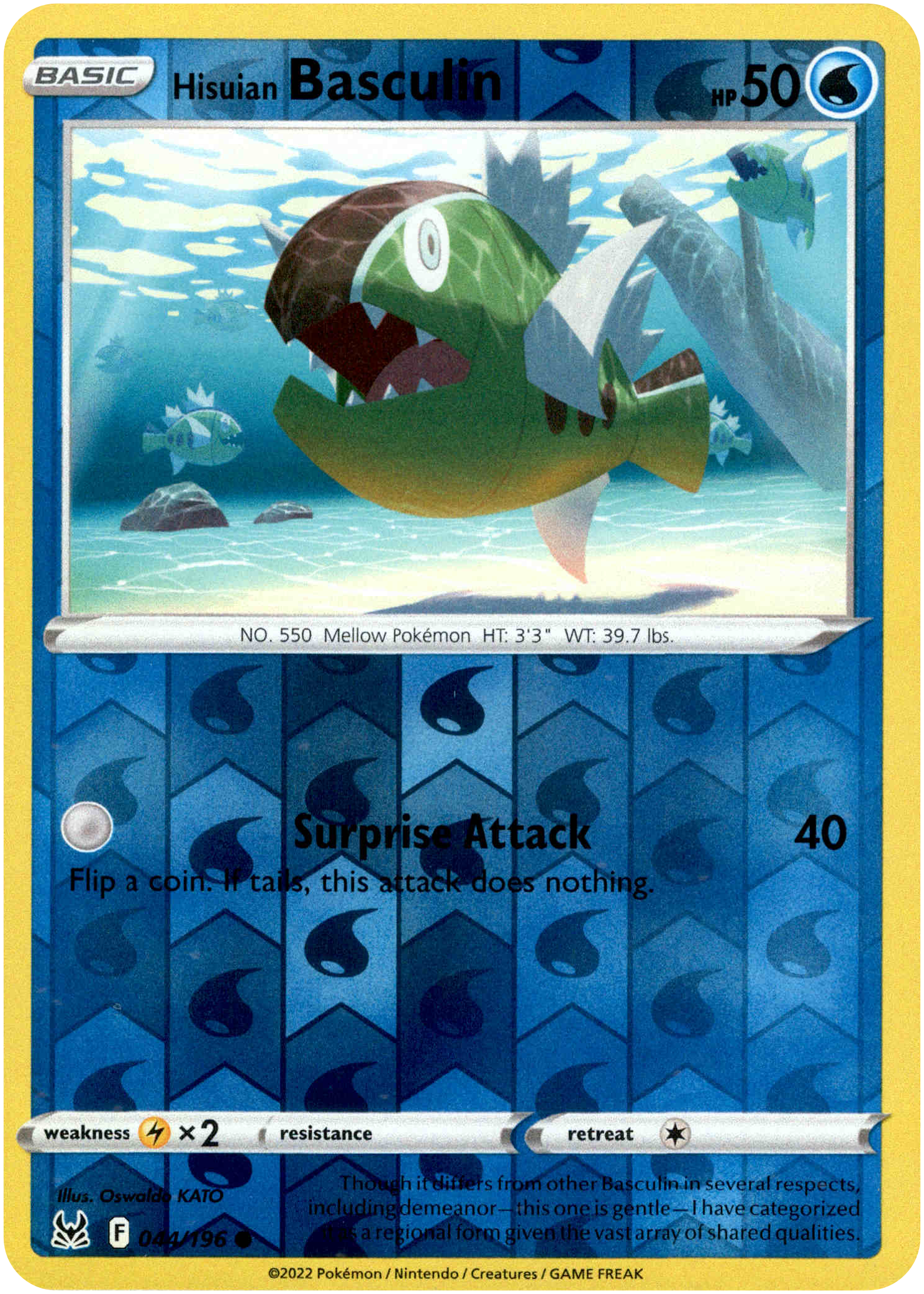 Hisuian Basculin - 044/196 - Lost Origin - Reverse Holo - Card Cavern