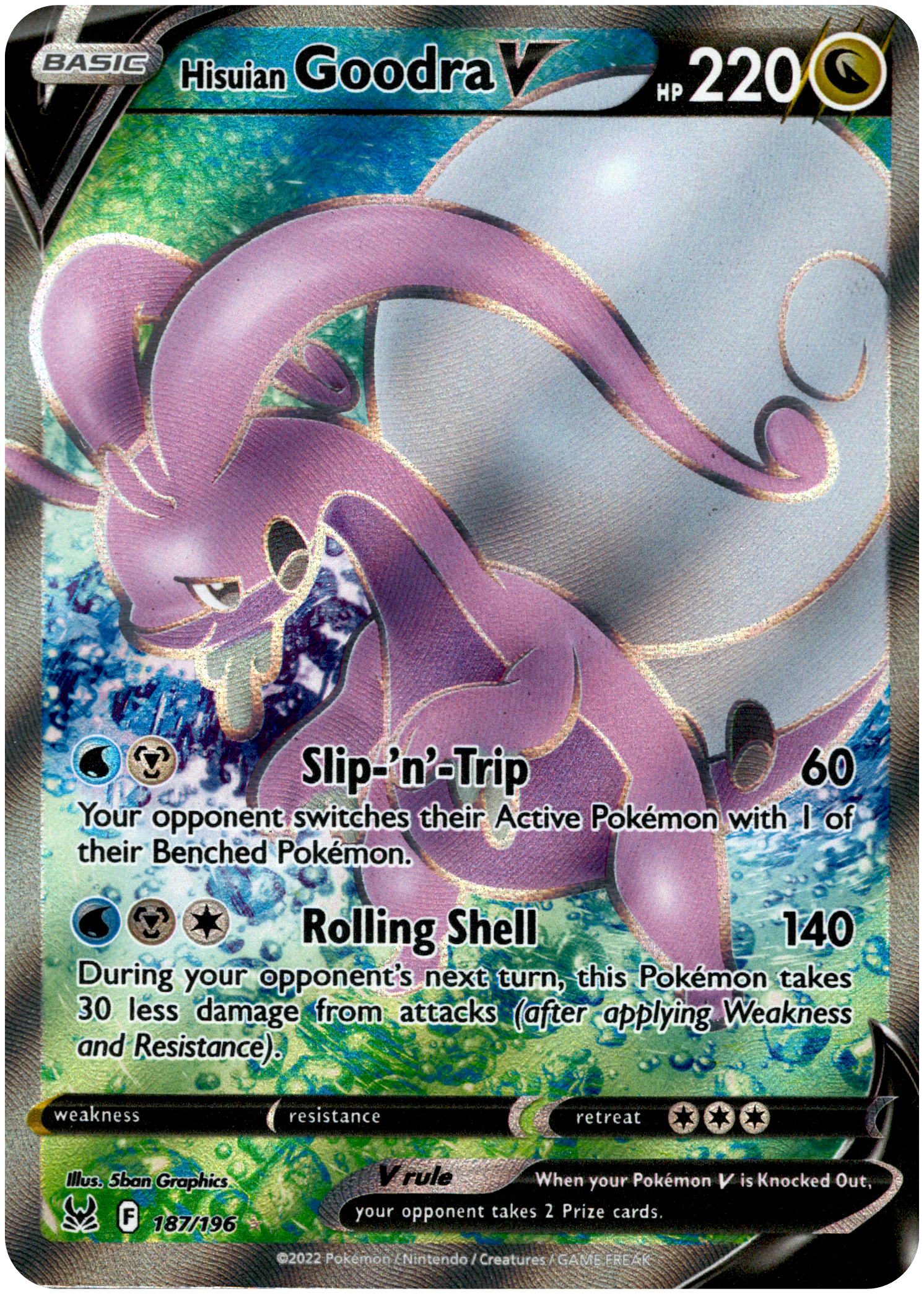 Hisuian Goodra V Full Art - 187/196 - Lost Origin - Card Cavern