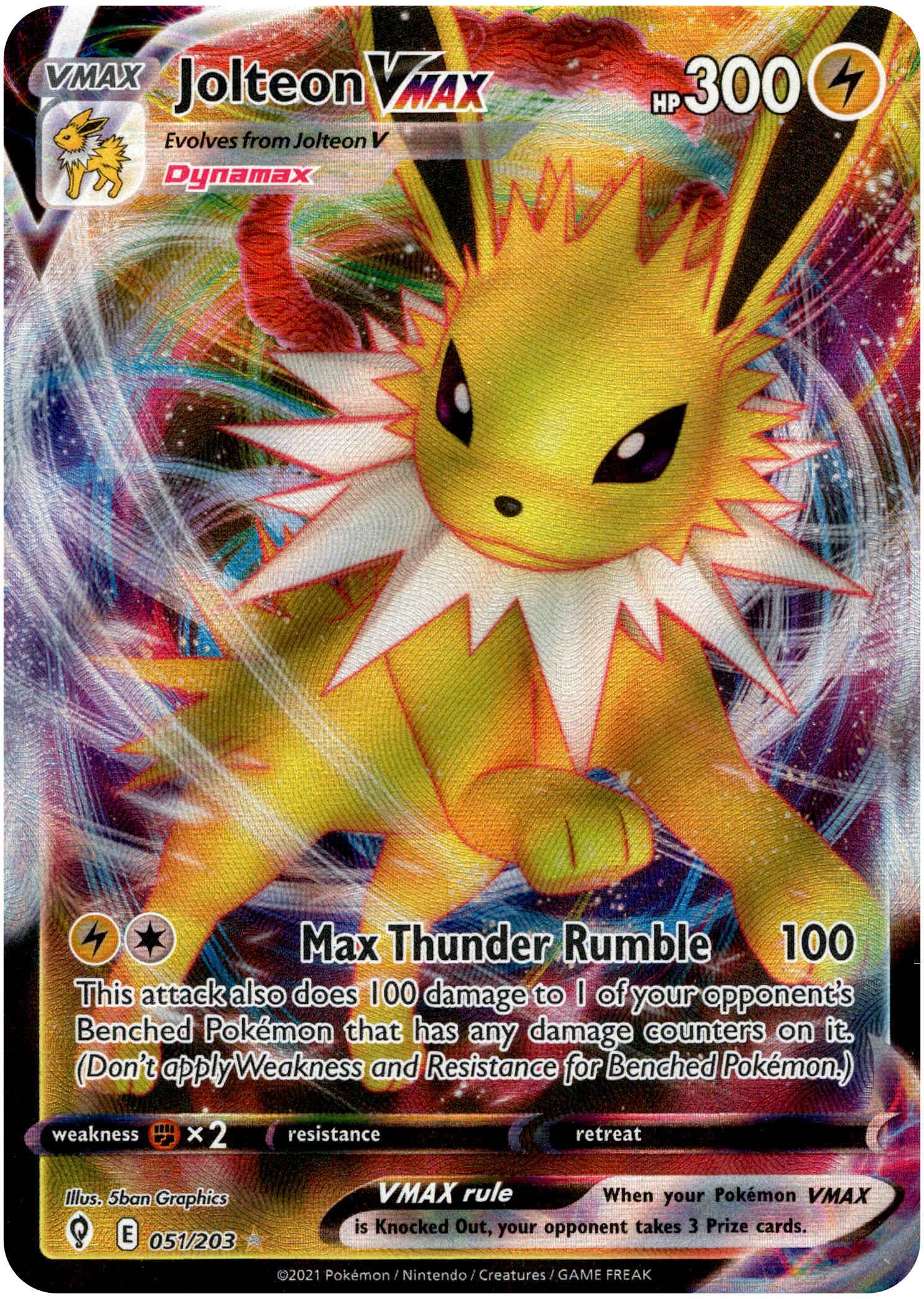 Jolteon VMAX - 051/203 - Evolving Skies - Holo - Card Cavern