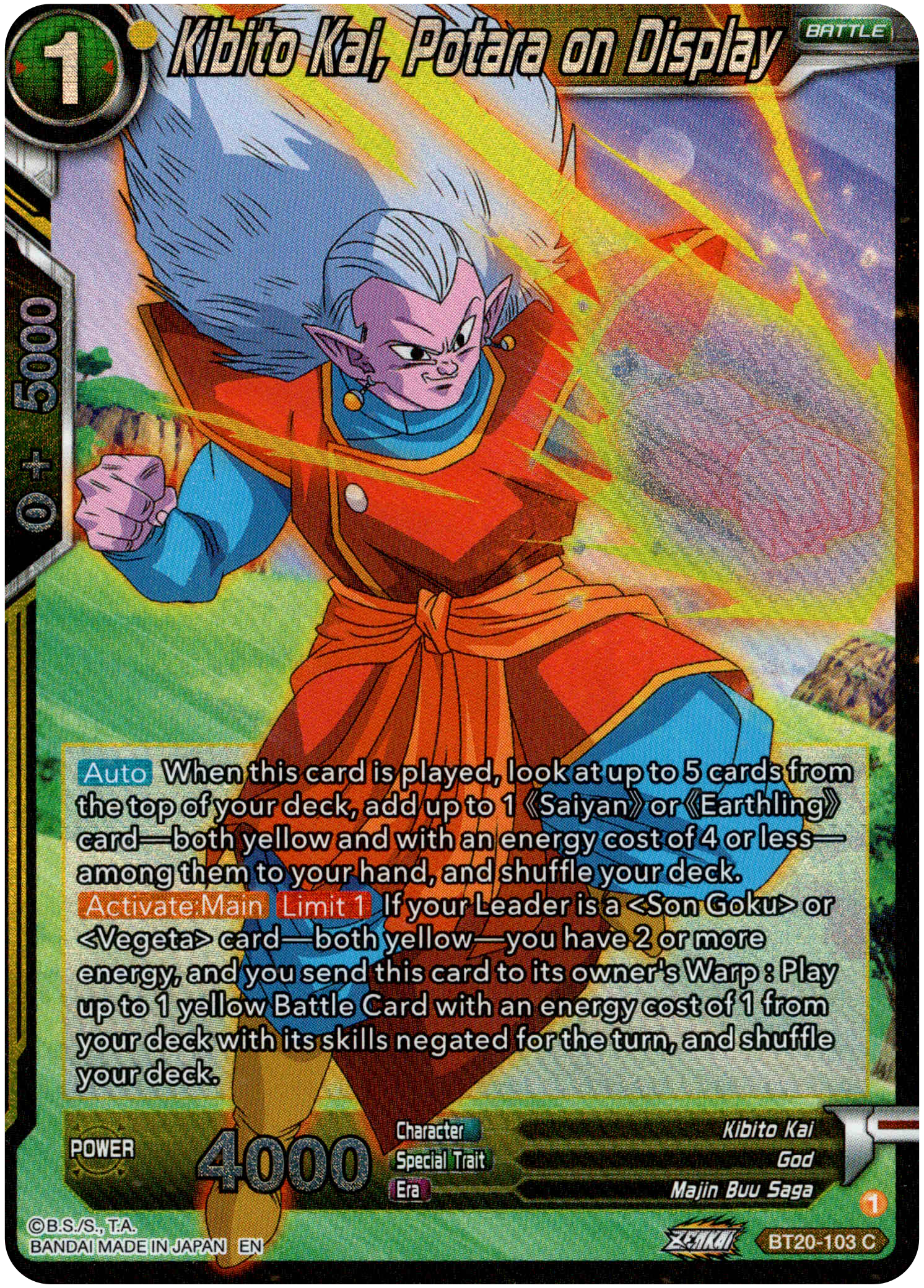 Kibito Kai, Potara on Display - BT20-103 C - Power Absorbed - Foil - Card Cavern