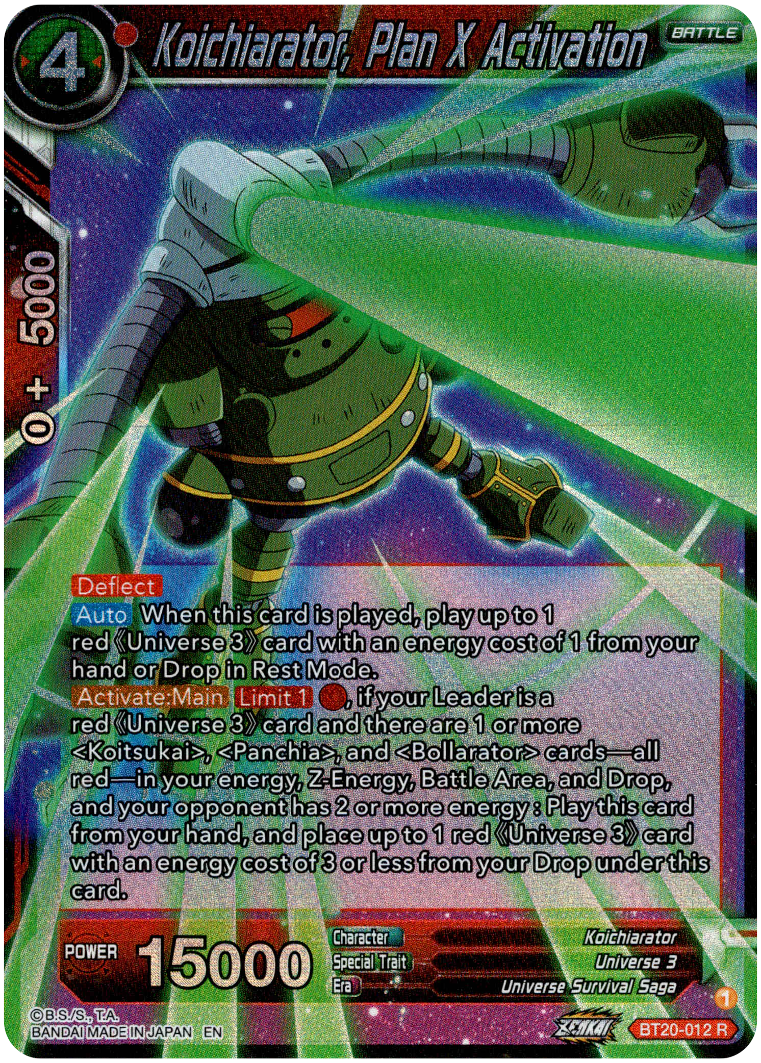 Koichiarator, Plan X Activation - BT20-012 R - Power Absorbed - Foil - Card Cavern