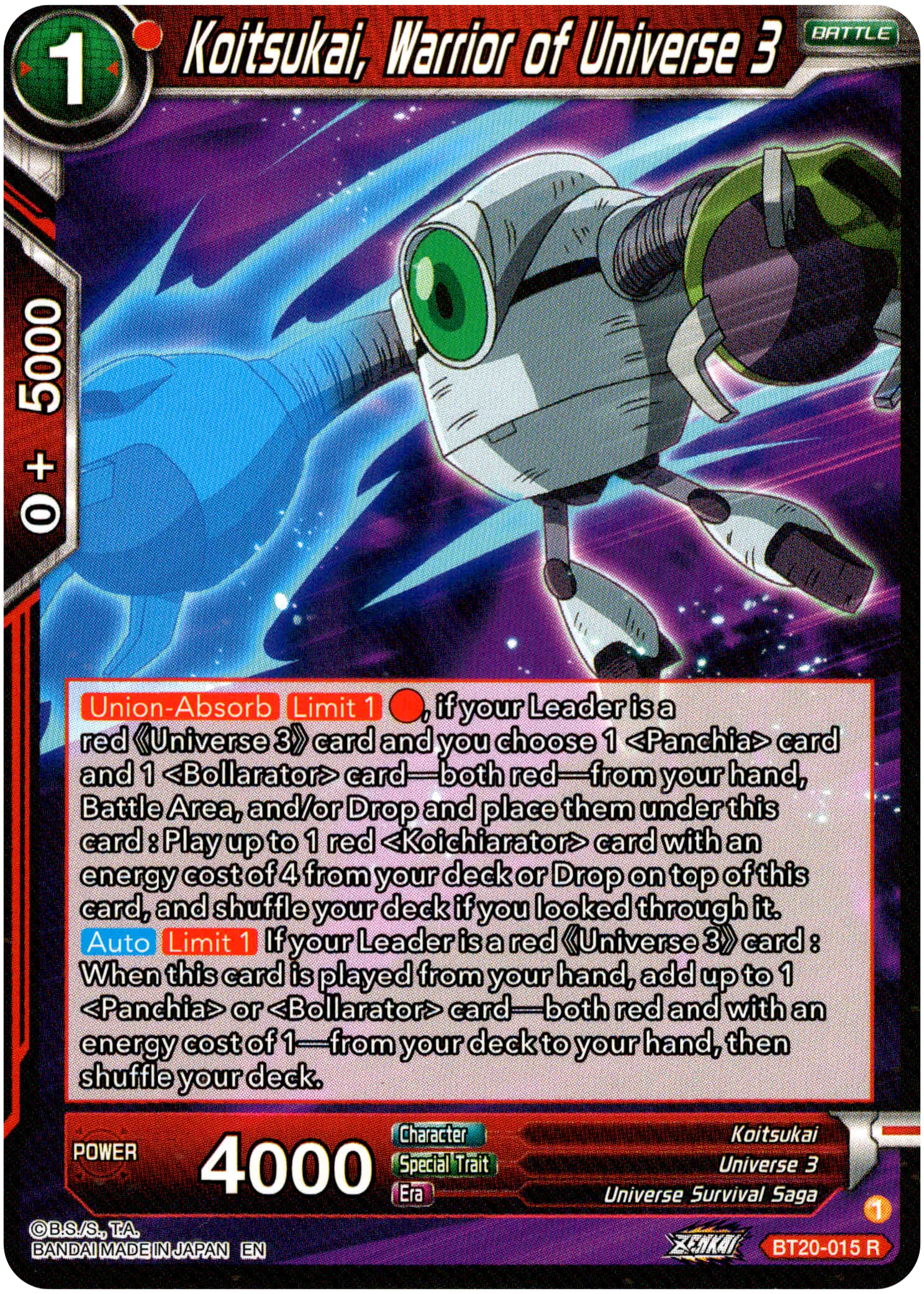 Koitsukai, Warrior of Universe 3 - BT20-015 R - Power Absorbed - Card Cavern