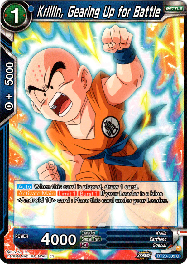 Krillin, Gearing Up for Battle - BT20-039 C - Power Absorbed - Card Cavern