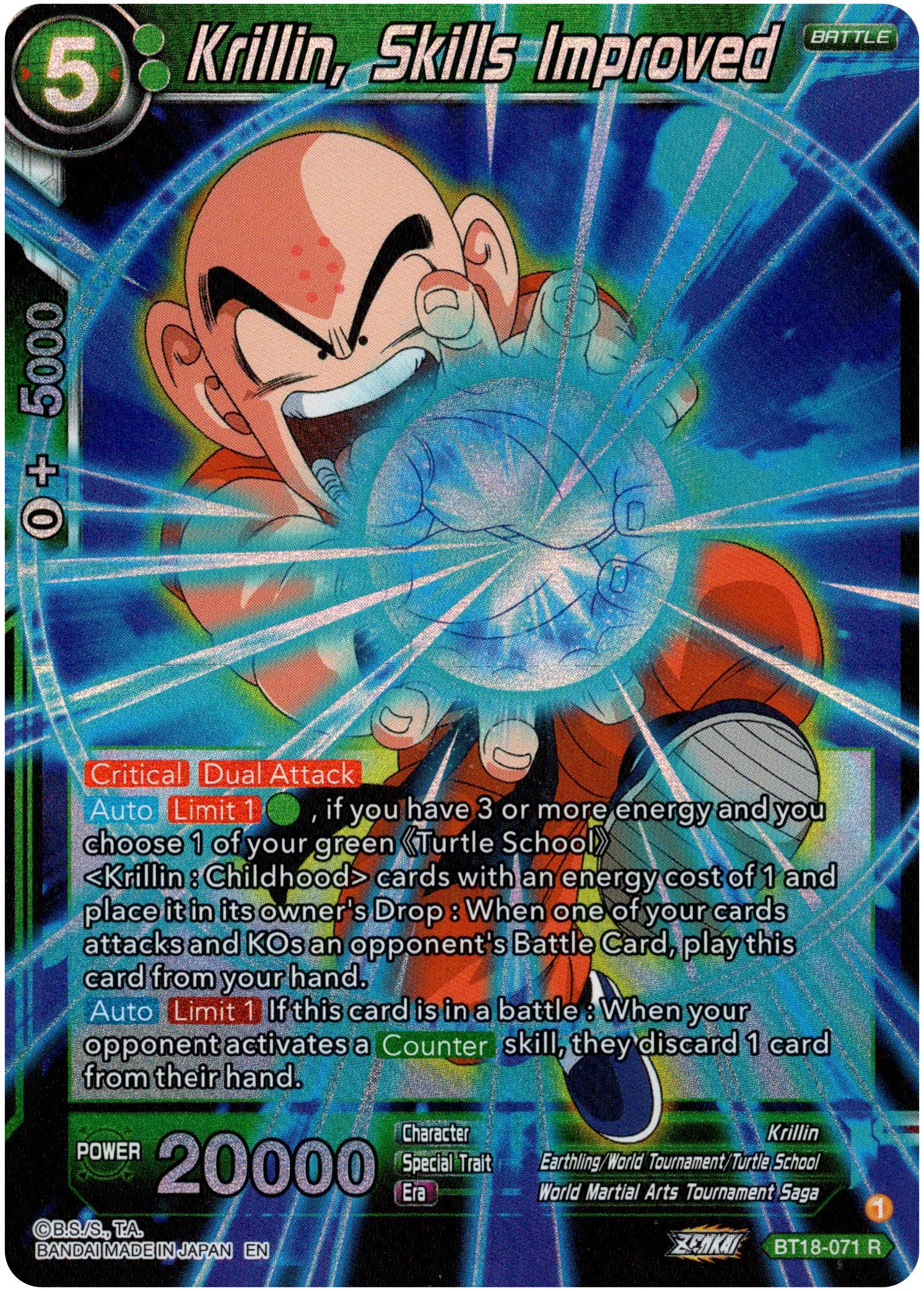 Krillin, Skills Improved - BT18-071 - Dawn of the Z-Legends - Parallel Foil - Card Cavern