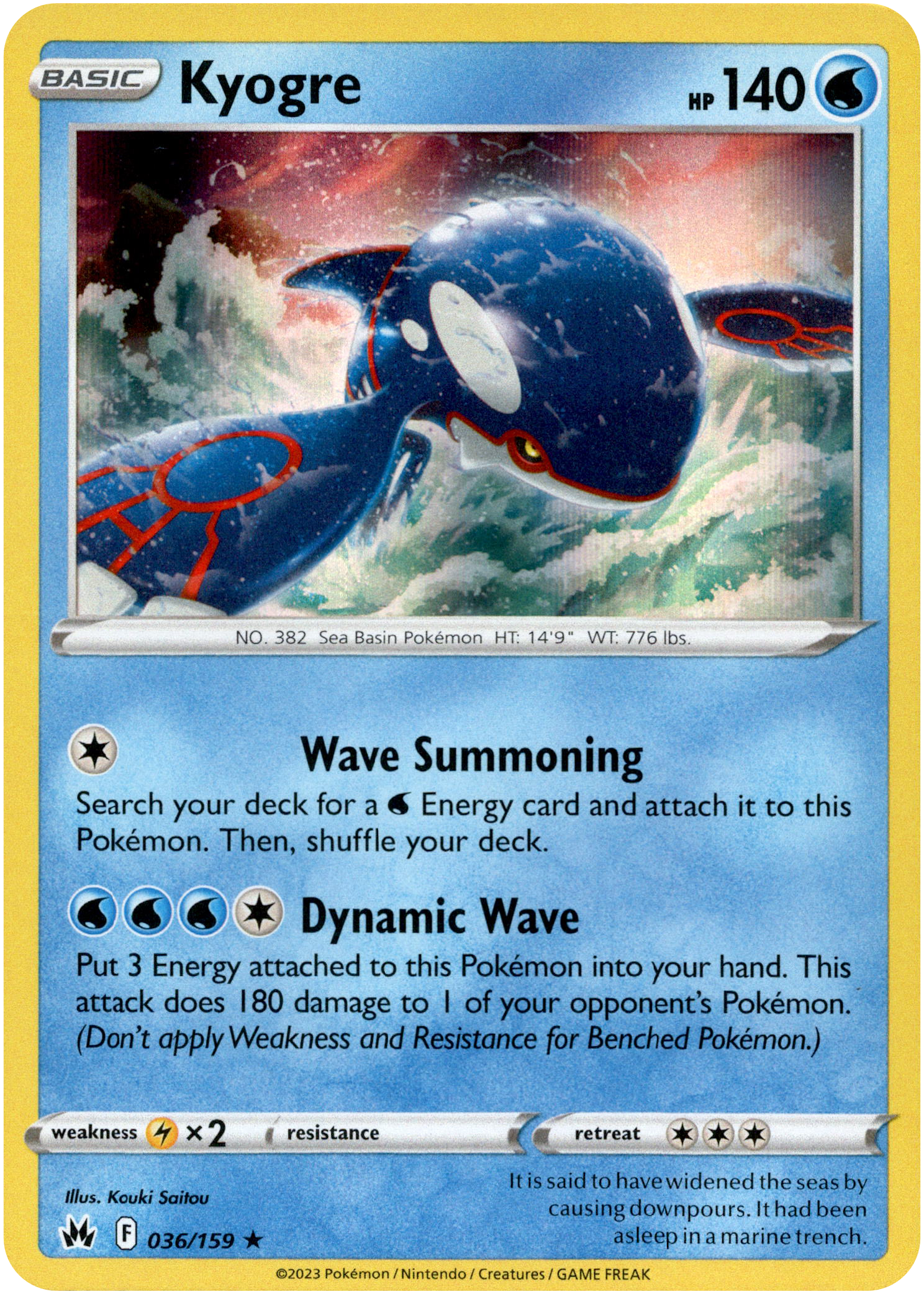 Kyogre - 036/159 - Crown Zenith - Holo - Card Cavern