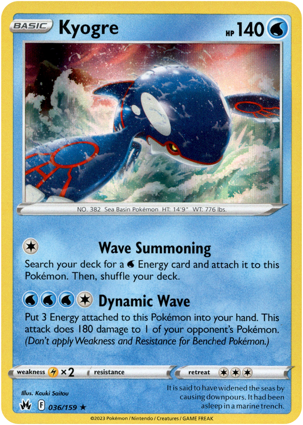 Kyogre - 036/159 - Crown Zenith - Holo - Card Cavern
