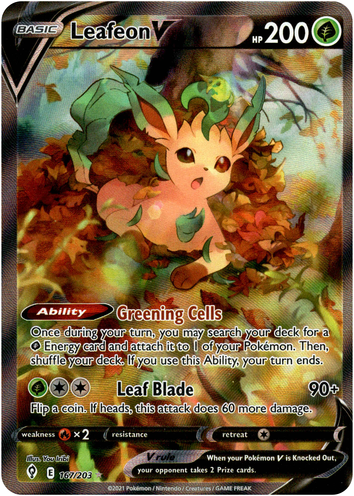 Leafeon V Alternate Art - 167/203 - Evolving Skies - Holo - Card Cavern