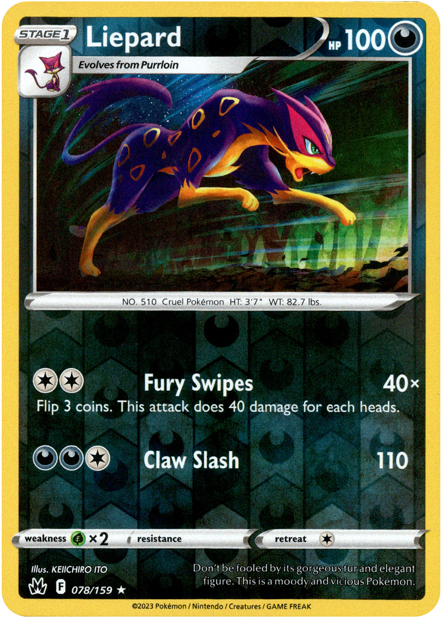 Liepard - 078/159 - Crown Zenith - Reverse Holo - Card Cavern