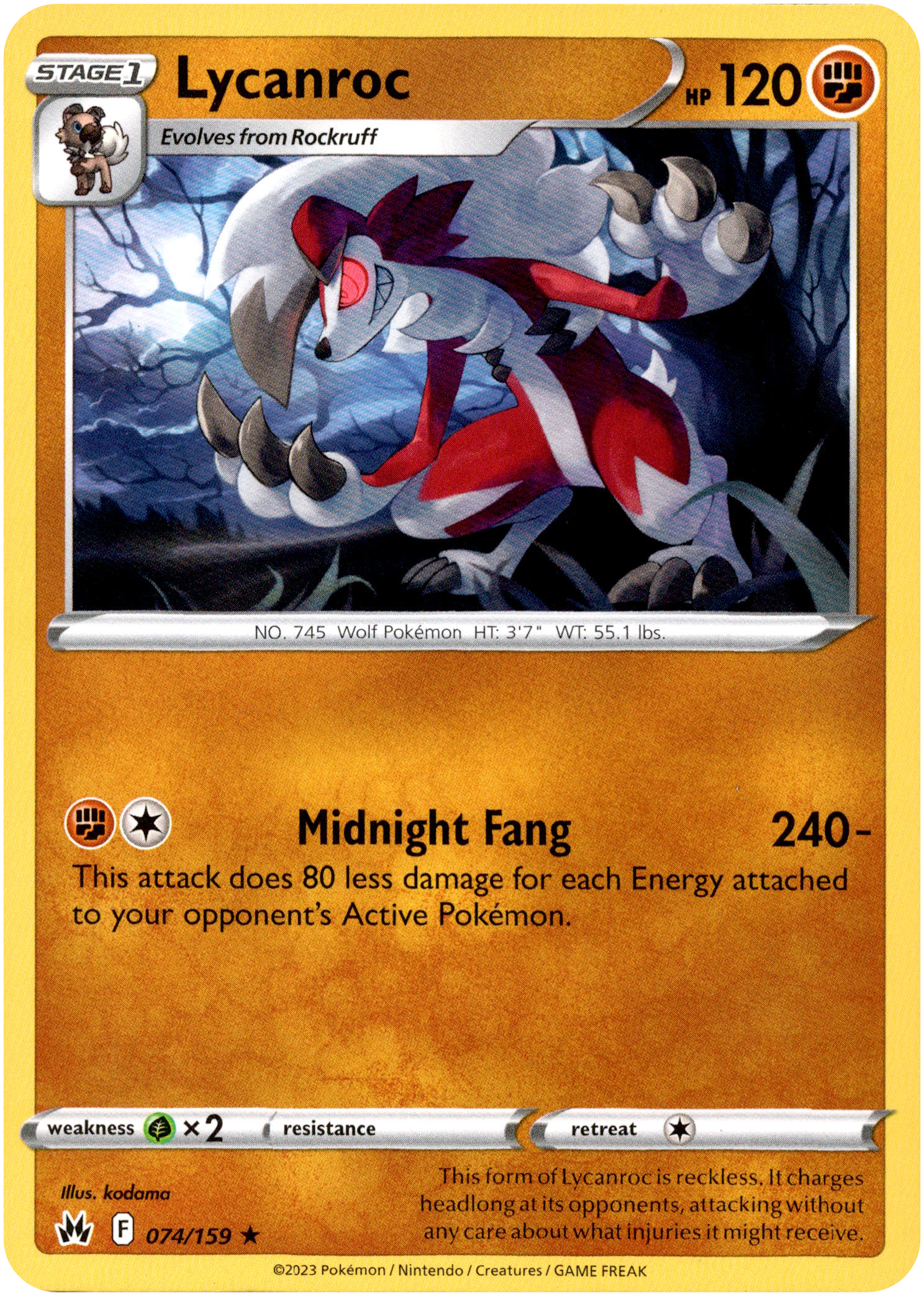 Lycanroc - 074/159 - Crown Zenith - Card Cavern