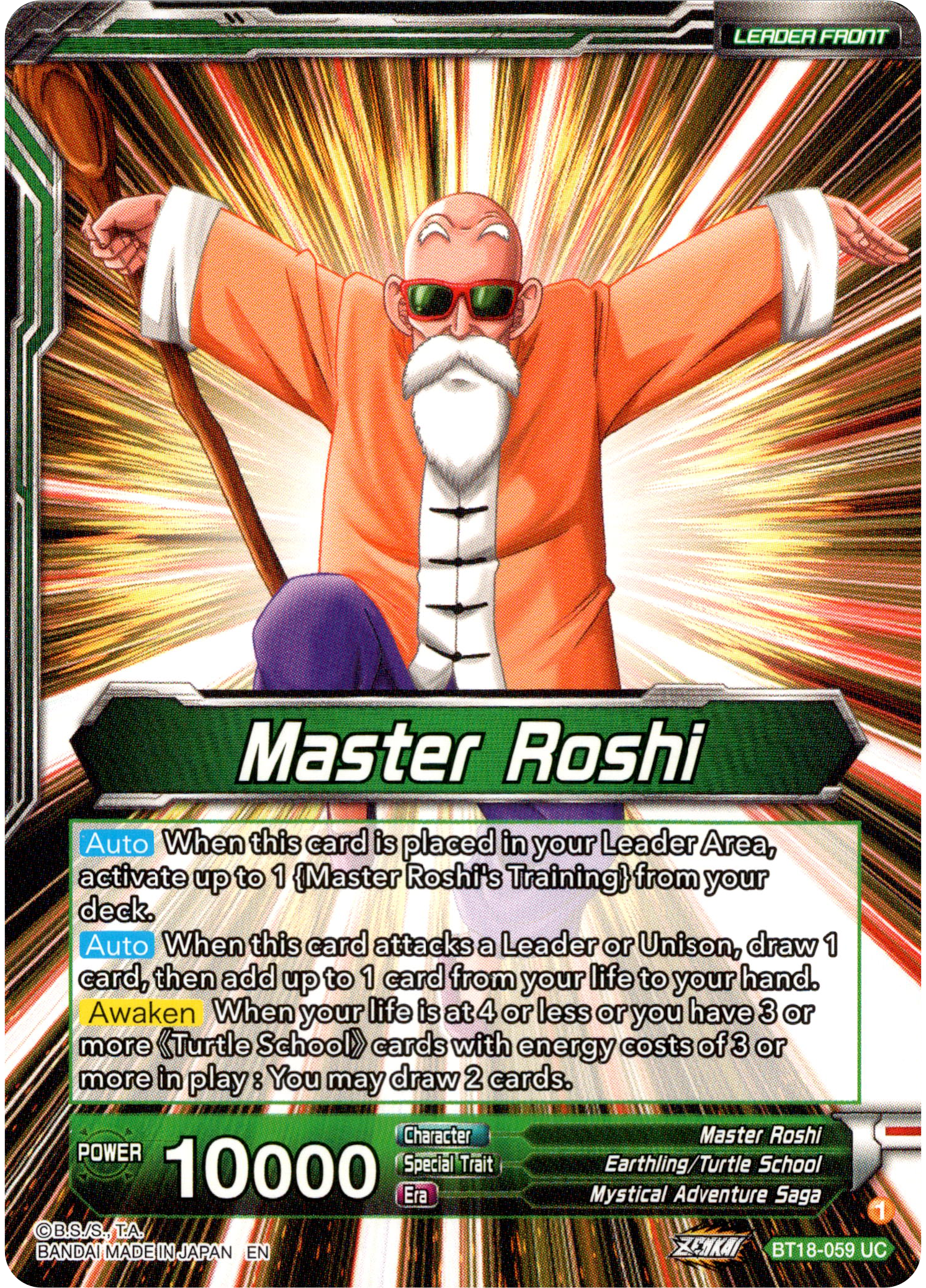 Master Roshi // Son Goku, Krillin, Yamcha, & Master Roshi, Reunited - BT18-059 - Dawn of the Z-Legends - Card Cavern