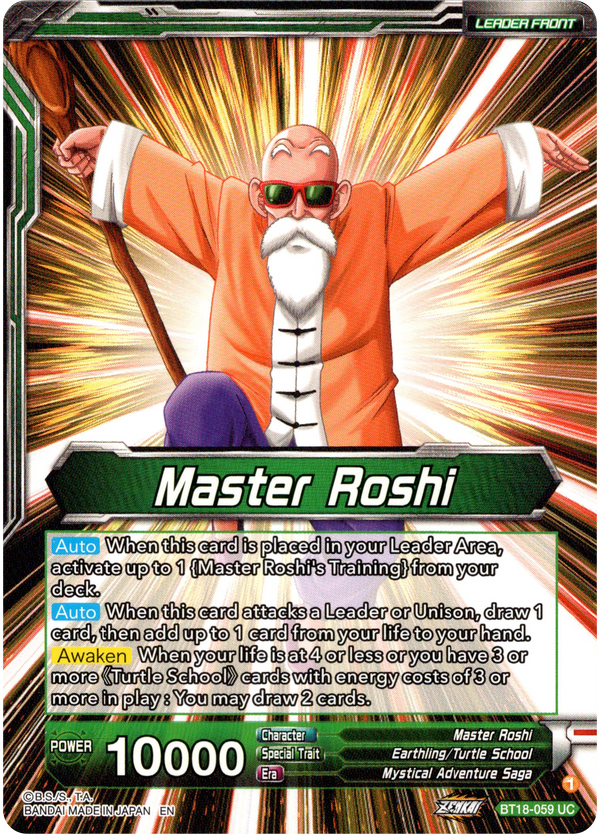 Master Roshi // Son Goku, Krillin, Yamcha, & Master Roshi, Reunited - BT18-059 - Dawn of the Z-Legends - Card Cavern