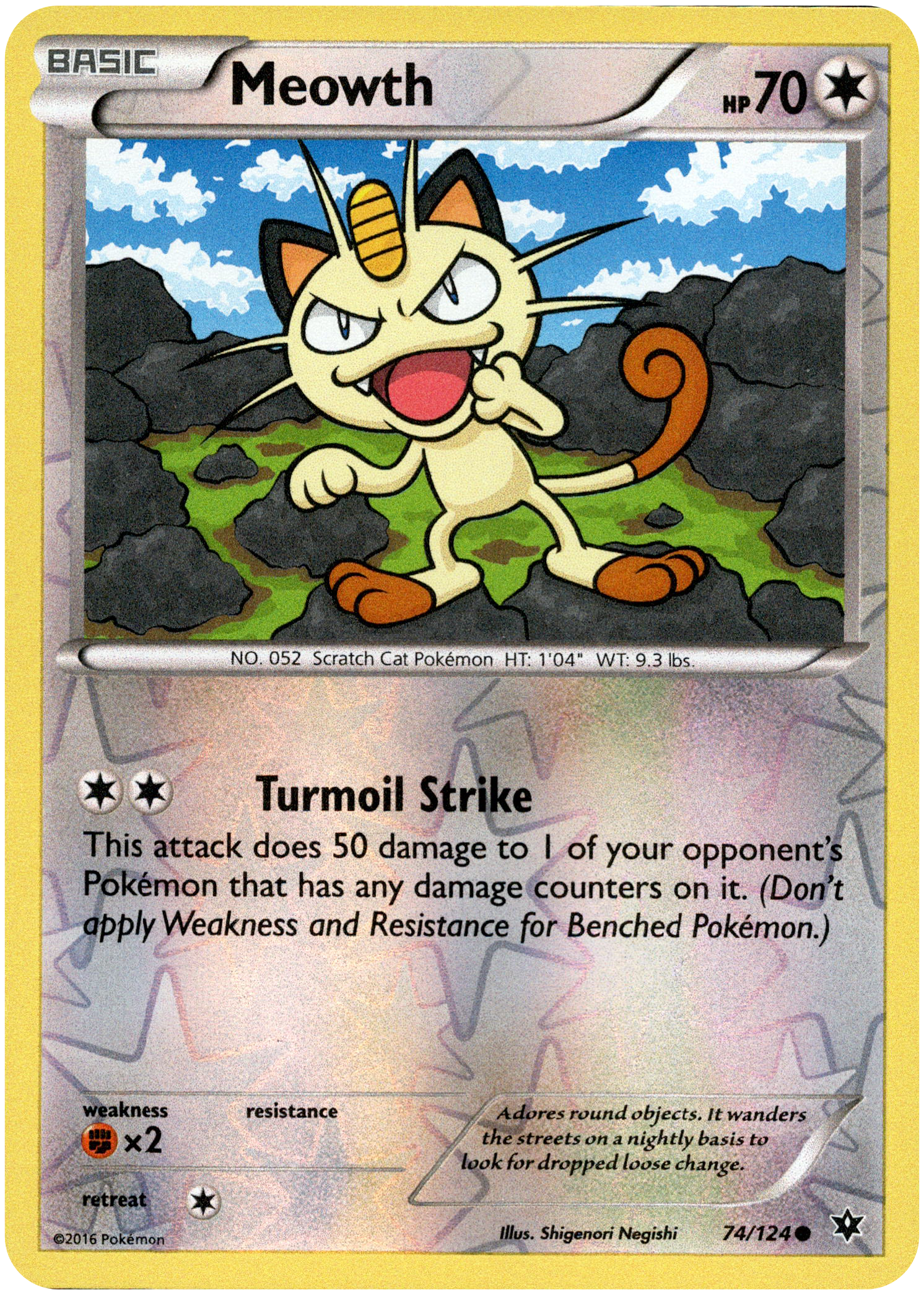 Meowth - 74/124 - Fates Collide - Reverse Holo - Card Cavern