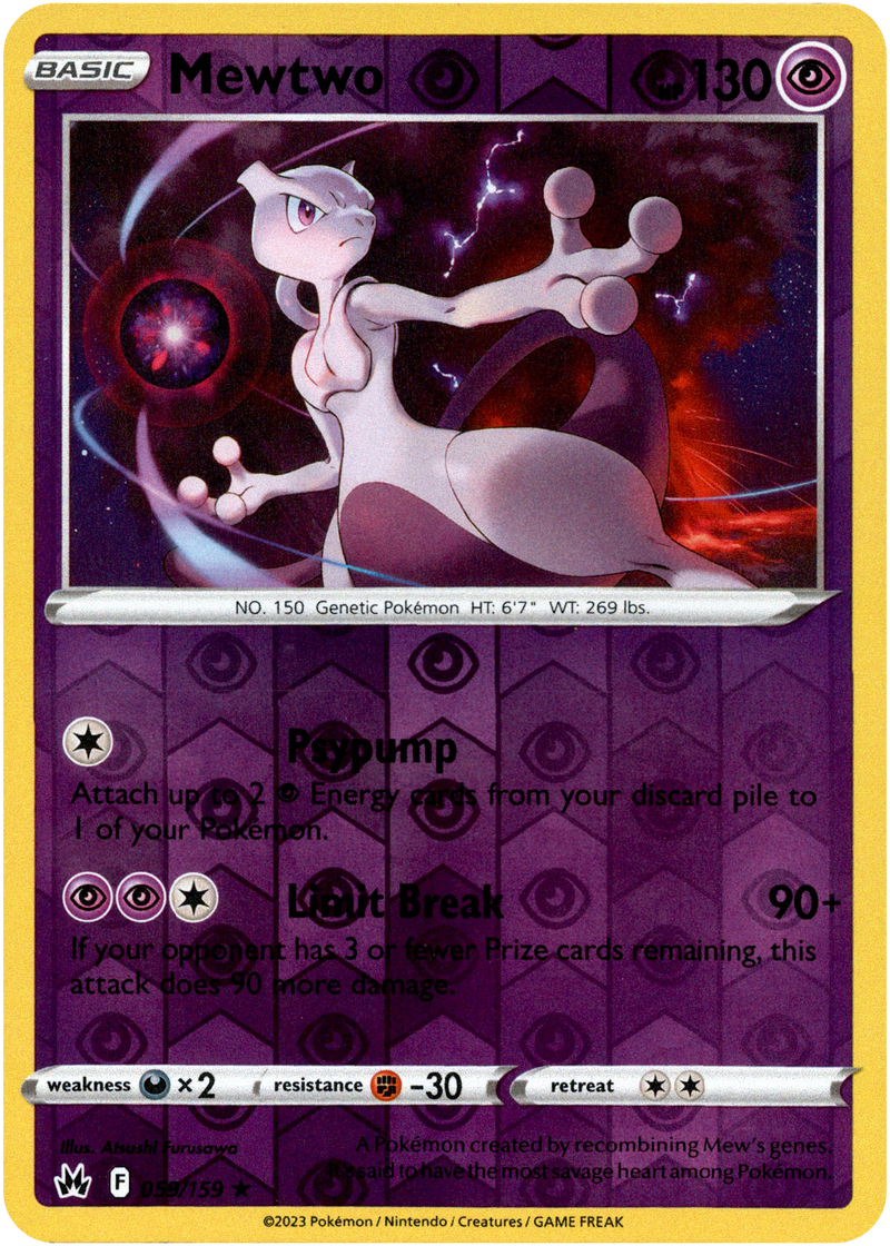 Mewtwo - 059/159 - Crown Zenith - Reverse Holo Card Cavern Trading Cards, LLC Mewtwo - 059/159 - Crown Zenith - Reverse Holo Card Cavern Trading Cards, LLC