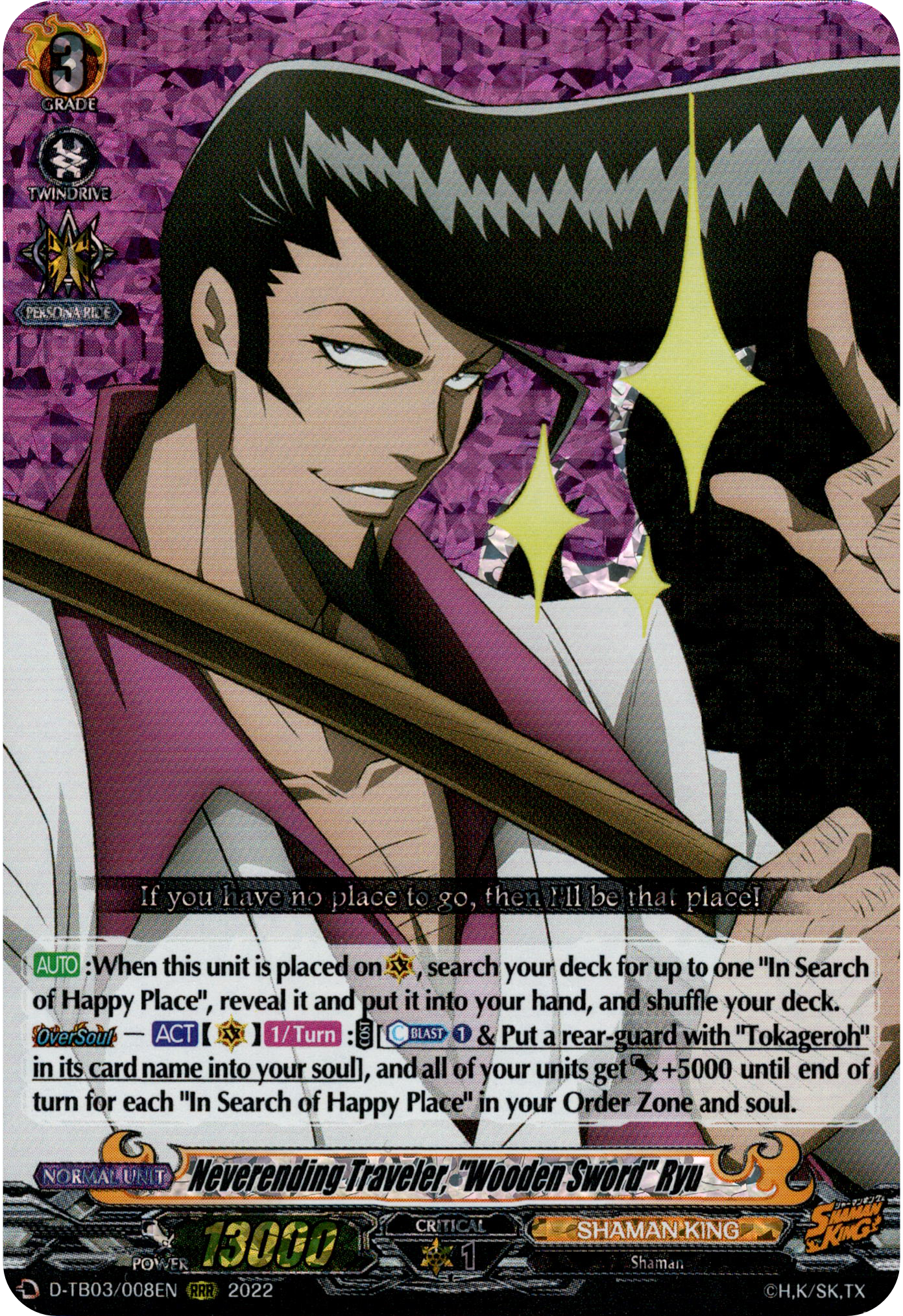 Neverending Traveler, "Wooden Sword" Ryu - D-TB03/008EN - Shaman King - Card Cavern