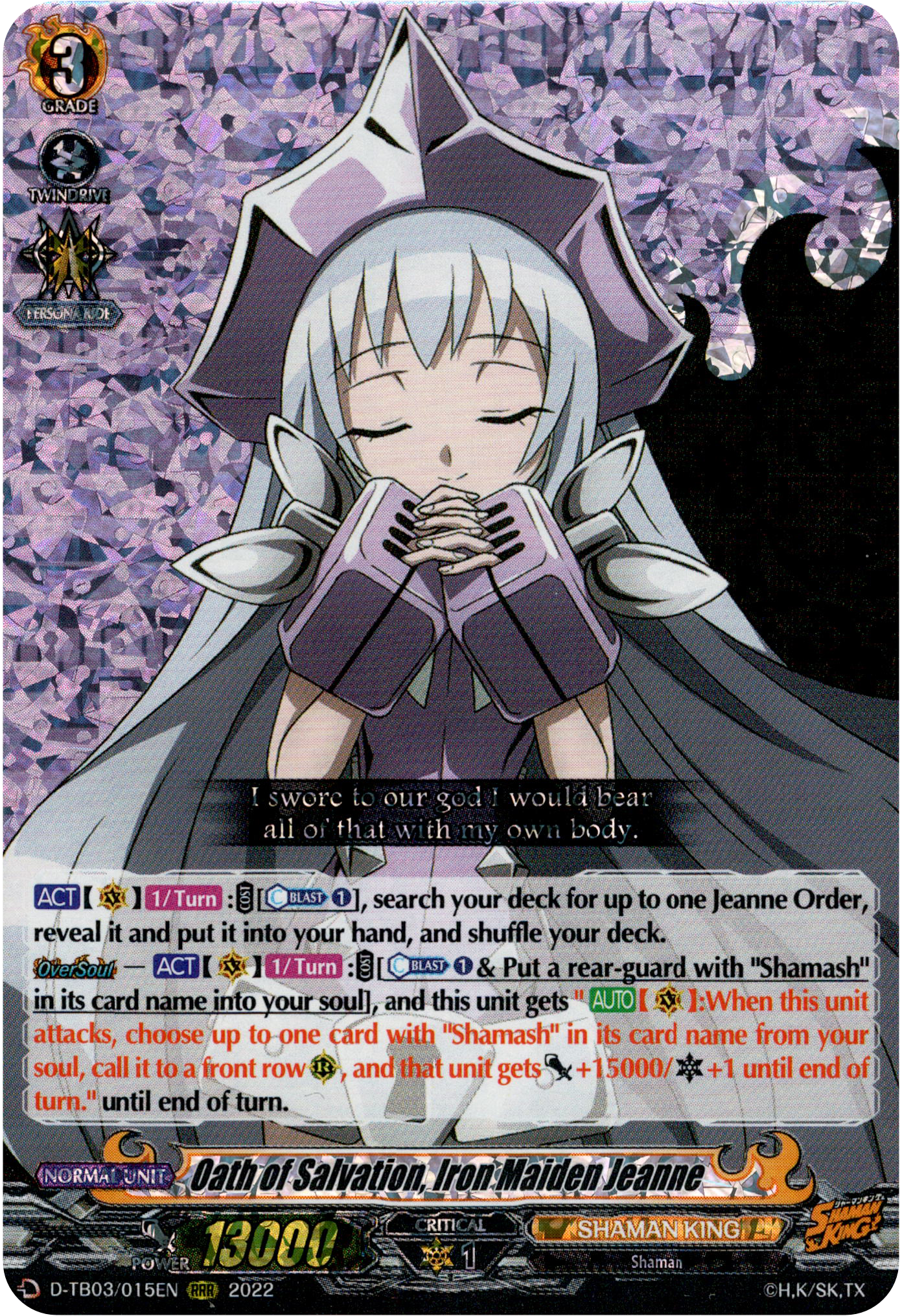Oath of Salvation, Iron Maiden Jeanne - D-TB03/015EN - Shaman King - Card Cavern