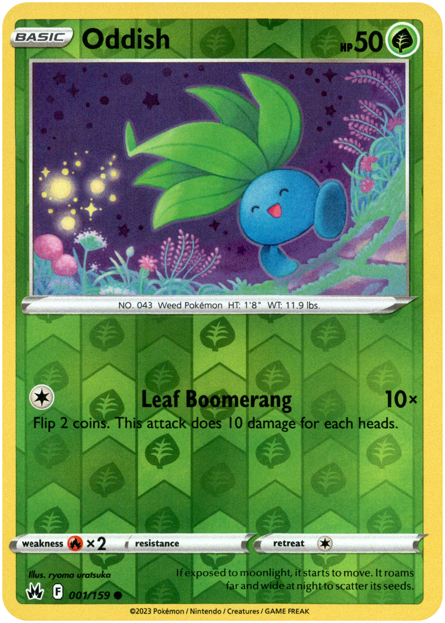 Oddish - 001/159 - Crown Zenith - Reverse Holo - Card Cavern
