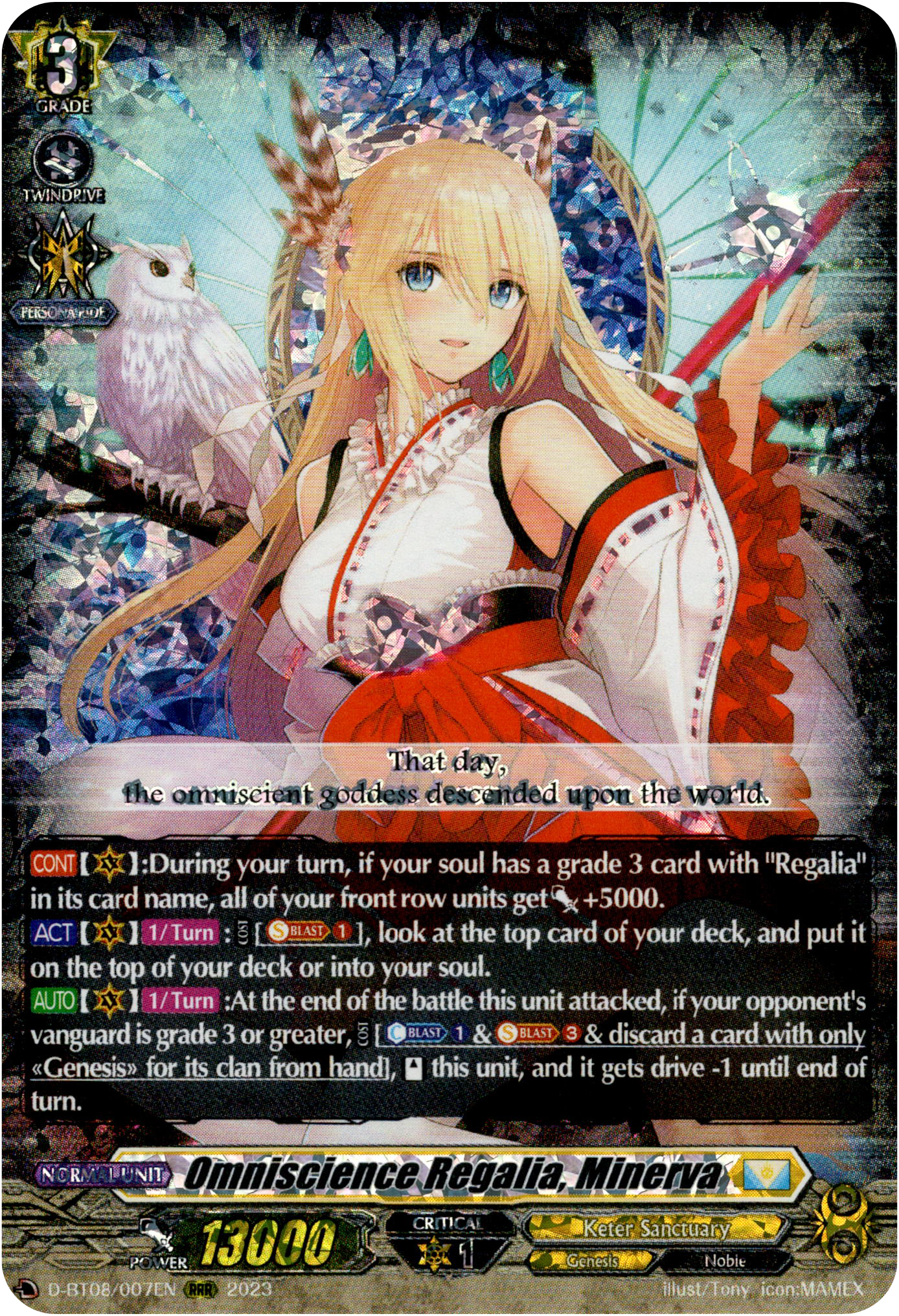 Omniscience Regalia, Minerva - D-BT08/007EN - Minerva Rising - Card Cavern