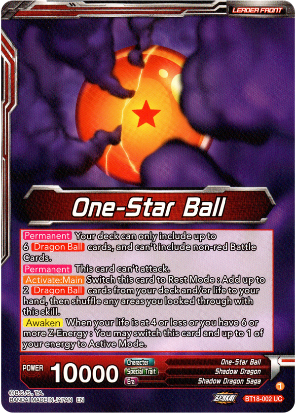 One-Star Ball // Syn Shenron, Despair Made Manifest - BT18-002 - Dawn of the Z-Legends - Card Cavern