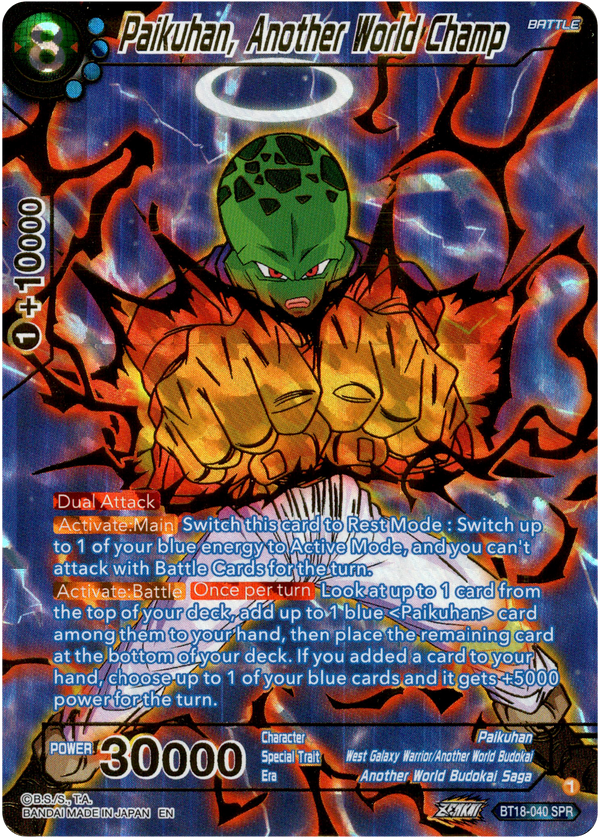 Paikuhan, Another World Champ Special Rare - BT18-040 - Dawn of the Z-Legends - Card Cavern