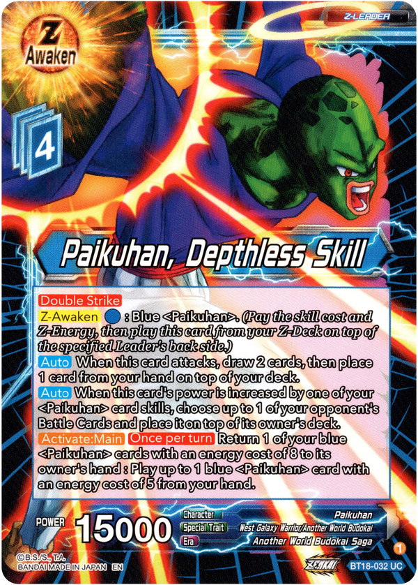 Paikuhan, Depthless Skill - BT18-032 - Dawn of the Z-Legends - Card Cavern