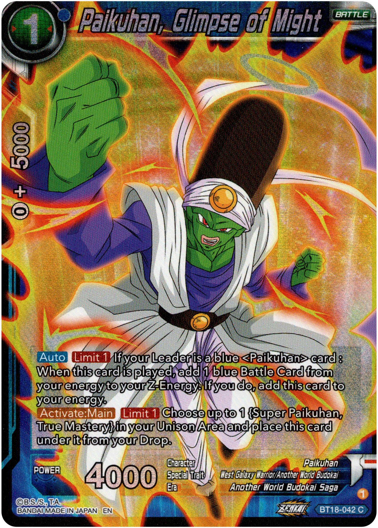Paikuhan, Glimpse of Might - BT18-042 - Dawn of the Z-Legends - Parallel Foil - Card Cavern