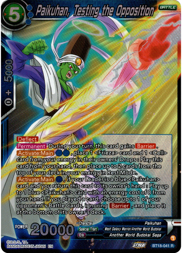 Paikuhan, Testing the Opposition - BT18-041 - Dawn of the Z-Legends - Parallel Foil - Card Cavern