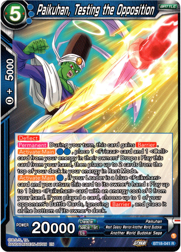 Paikuhan, Testing the Opposition - BT18-041 - Dawn of the Z-Legends - Card Cavern