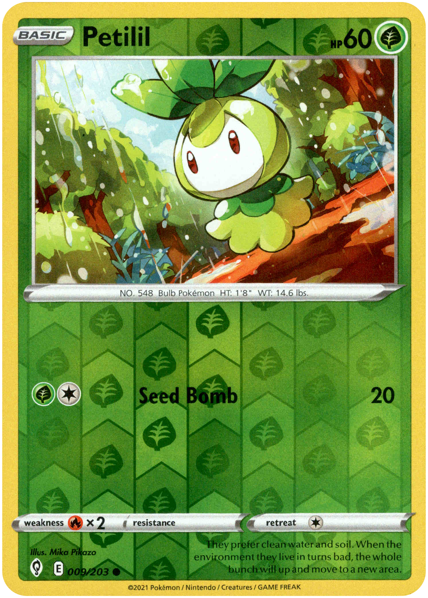 Petilil - 009/203 - Evolving Skies - Reverse Holo - Card Cavern