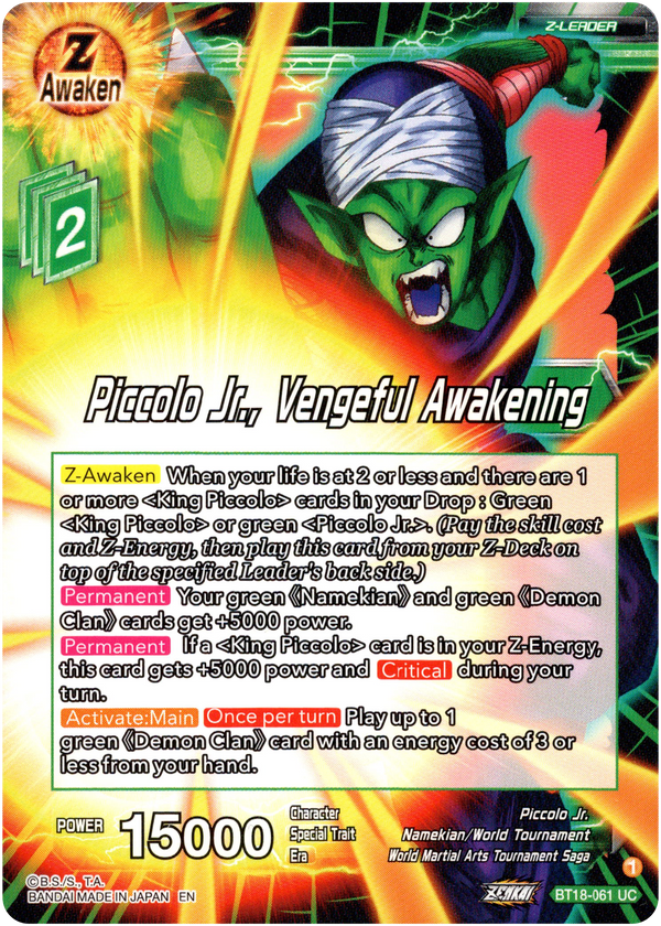Piccolo Jr., Vengeful Awakening - BT18-061 - Dawn of the Z-Legends - Card Cavern