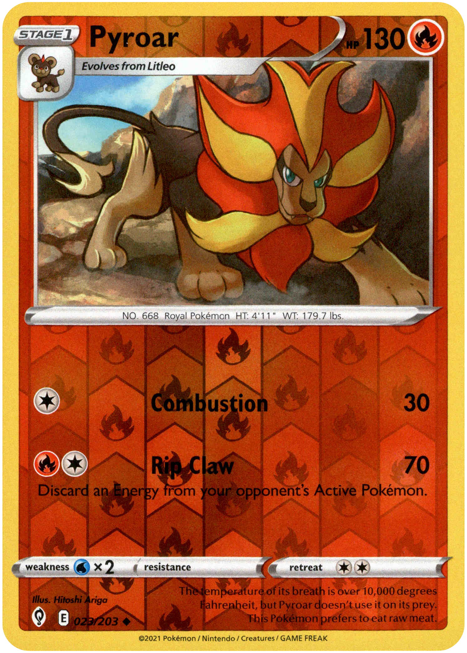 Pyroar - 023/203 - Evolving Skies - Reverse Holo - Card Cavern