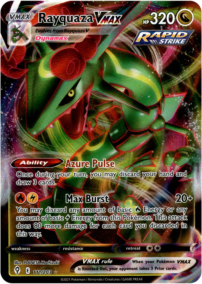 Rayquaza VMAX - 111/203 - Evolving Skies - Holo Card Cavern Trading Cards, LLC Rayquaza VMAX - 111/203 - Evolving Skies - Holo Card Cavern Trading Cards, LLC