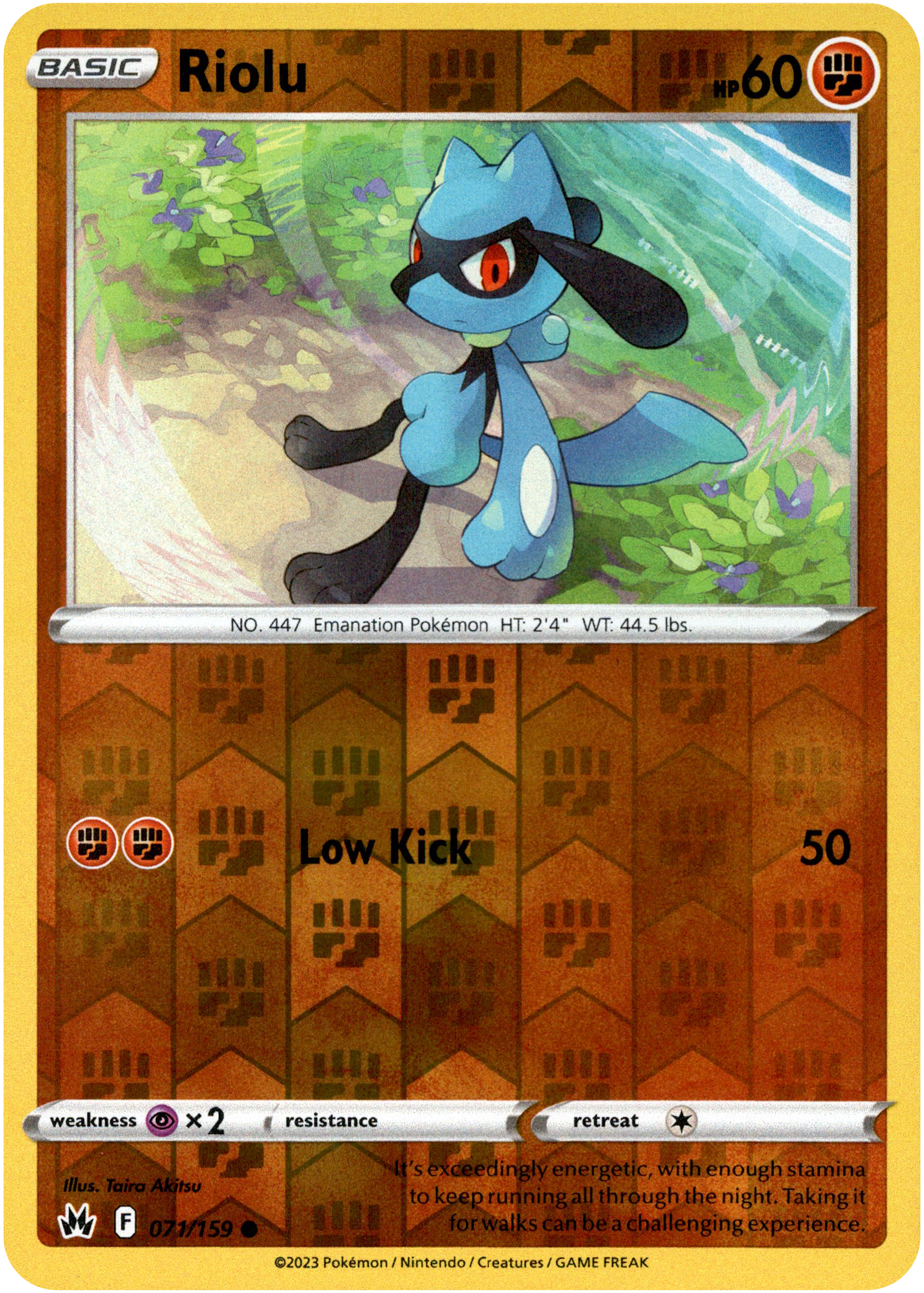 Riolu - 071/159 - Crown Zenith - Reverse Holo - Card Cavern