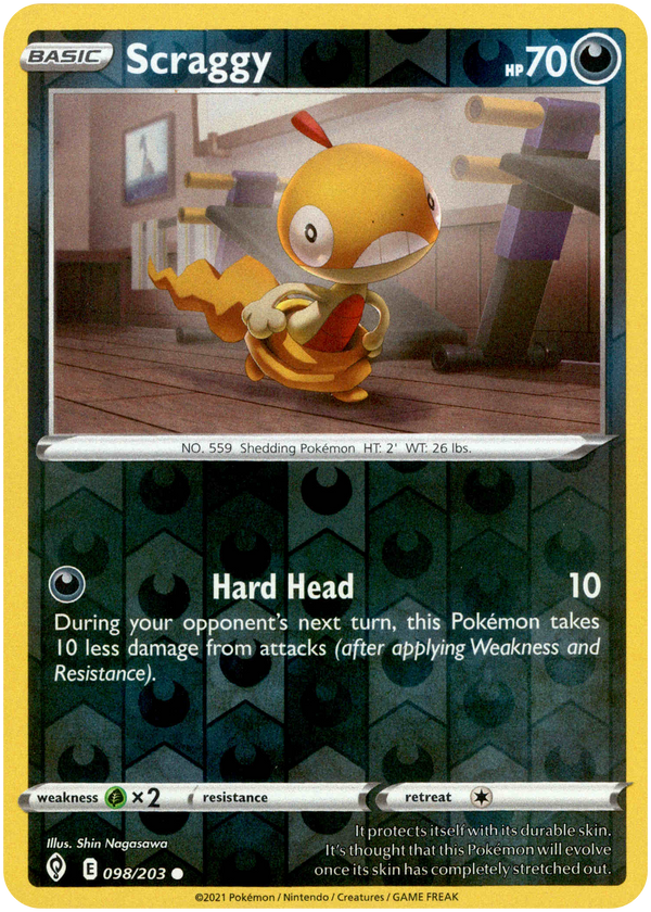 Scraggy - 098/203 - Evolving Skies - Reverse Holo - Card Cavern